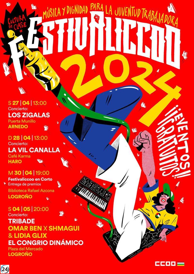 El FestivaliCCOO llega con música, dignidad y un concurso de cortos a Logroño, Haro y Arnedo.