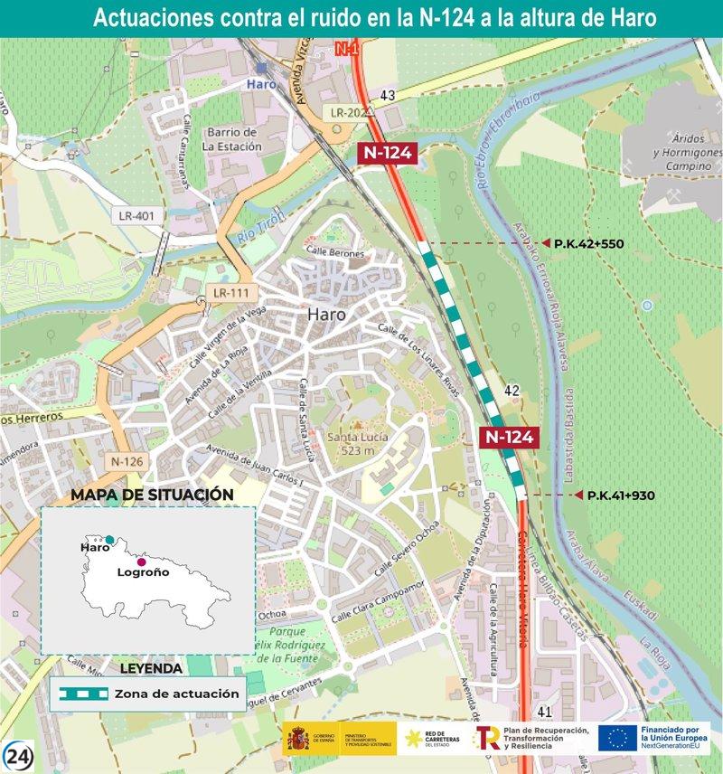 El gobierno destina 561.000 euros para reducir el ruido en la N-124 en Haro.
