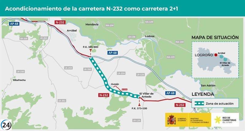 Inversión de 1,7 millones para mejorar la N-232 entre El Villar y Arrúbal