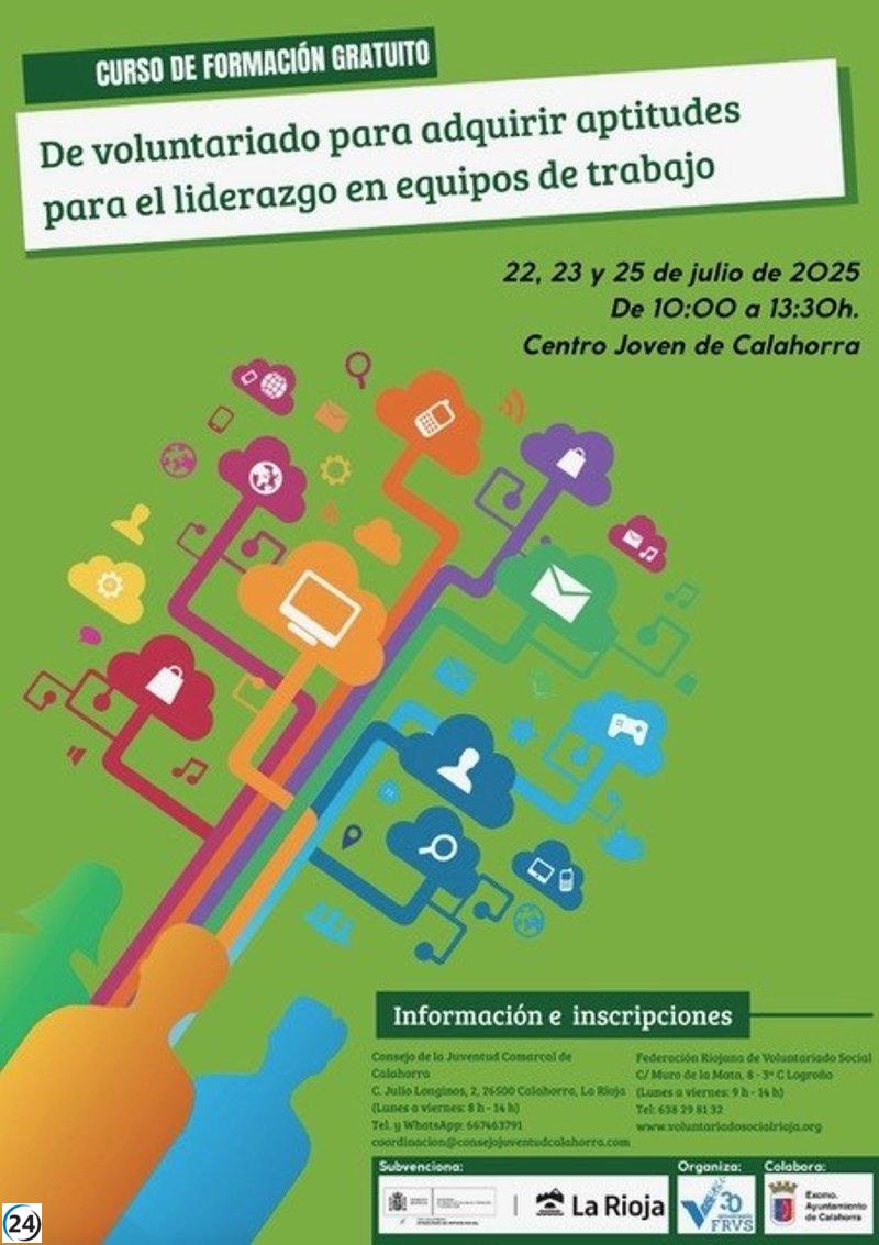 Curso gratuito de voluntariado en Calahorra, promovido por la Federación Riojana de Voluntariado Social.