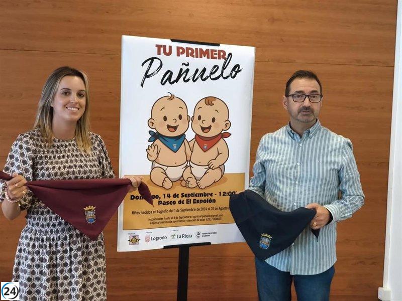 Logroño conmemora el 14 de septiembre la entrega del primer pañuelo de San Mateo a los recién nacidos.