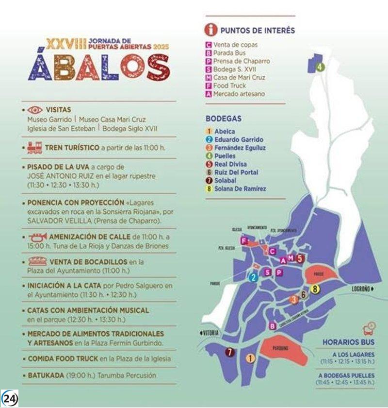 Ábalos celebra su 28ª edición de Jornadas de Puertas Abiertas con el emblemático pisado de uva popular.