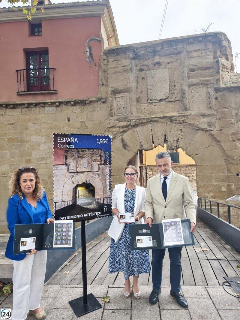 Correos lanza un nuevo sello homenajeando la emblemática Puerta del Revellín en Logroño.