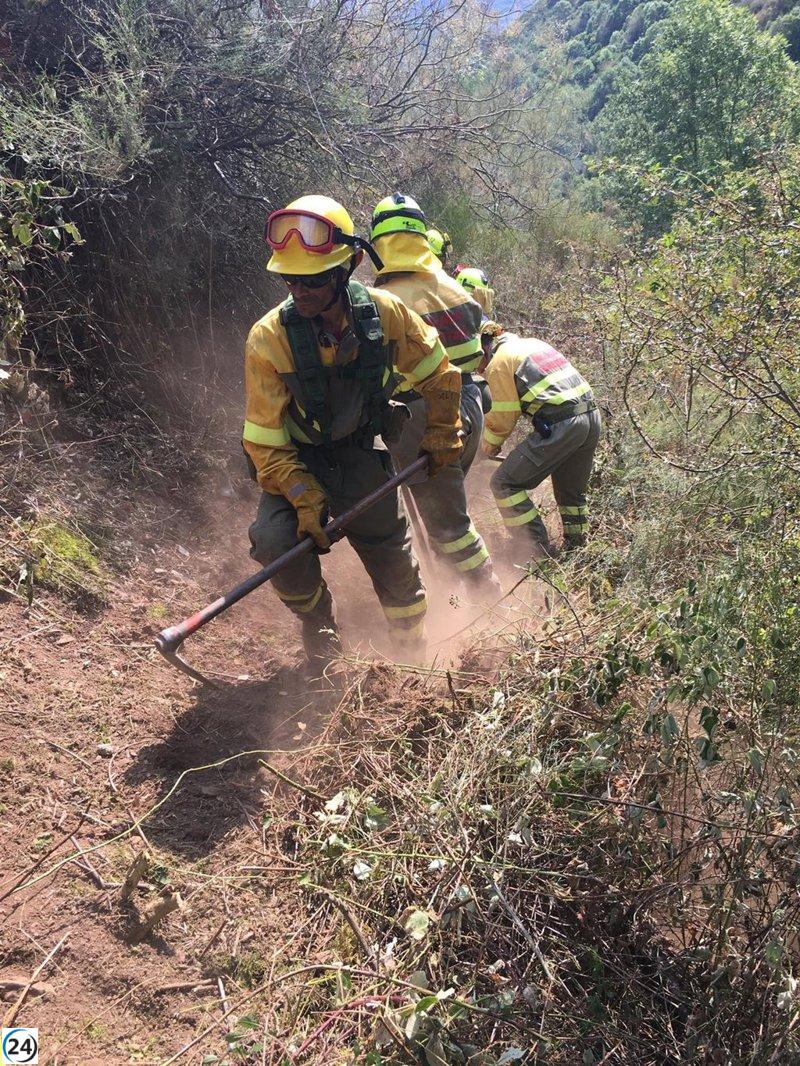 Medios terrestres y aéreos luchan contra un incendio forestal en la zona de Murillo de Río Leza y Ventas Blancas.