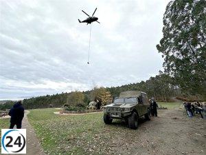El MUJA recupera nuevos restos fósiles de un saurópodo con apoyo aéreo de Agoncillo.