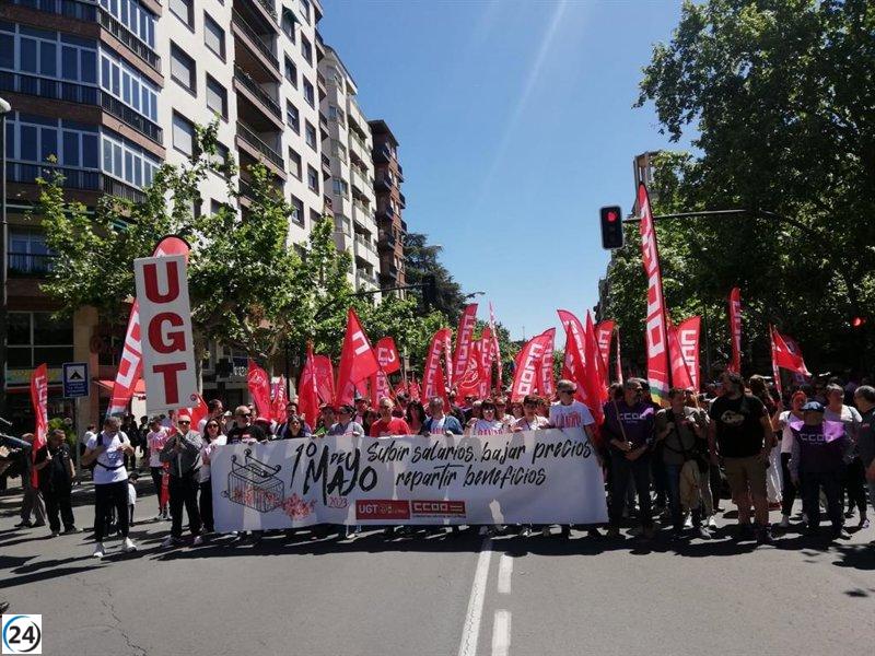 UGT y CCOO exigen mejoras salariales en el 1 de Mayo en Logroño y advierten de posibles conflictos con la patronal.