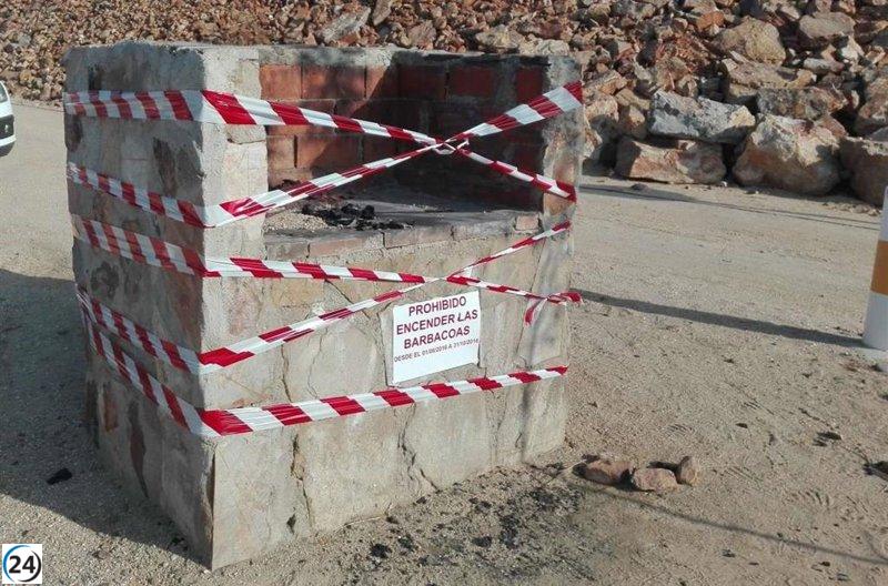 La AEMET mantiene pendiente el uso de asadores y pirotecnia desde el 1 de julio.